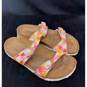 Birkenstock Birki's Plaid Rainbow Beaded Sequin Sandals Slip Ons Germany 37
